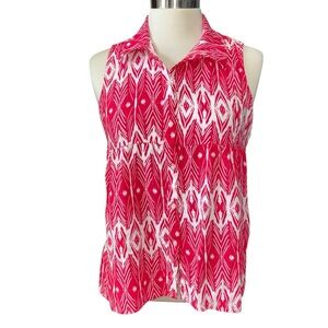 Trixie+LuLu blouse sleeveless high/low button down collared size large